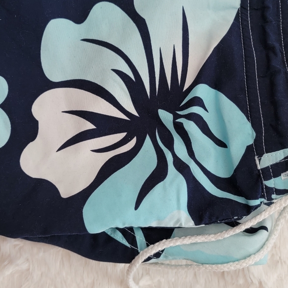 ๐ฉณ George Surfer Shorts Navy Blue & Teal boardShorts Hibiscus print - Picture 3 of 8